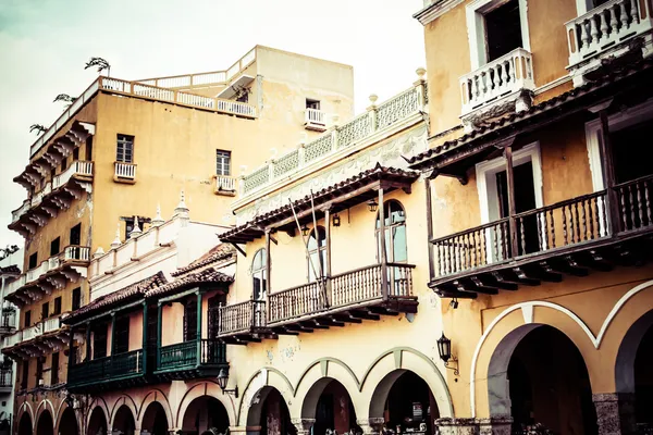 Praça das carruagens, centro da cidade de Cartagena das Índias (Colômbia) ) — Fotografia de Stock