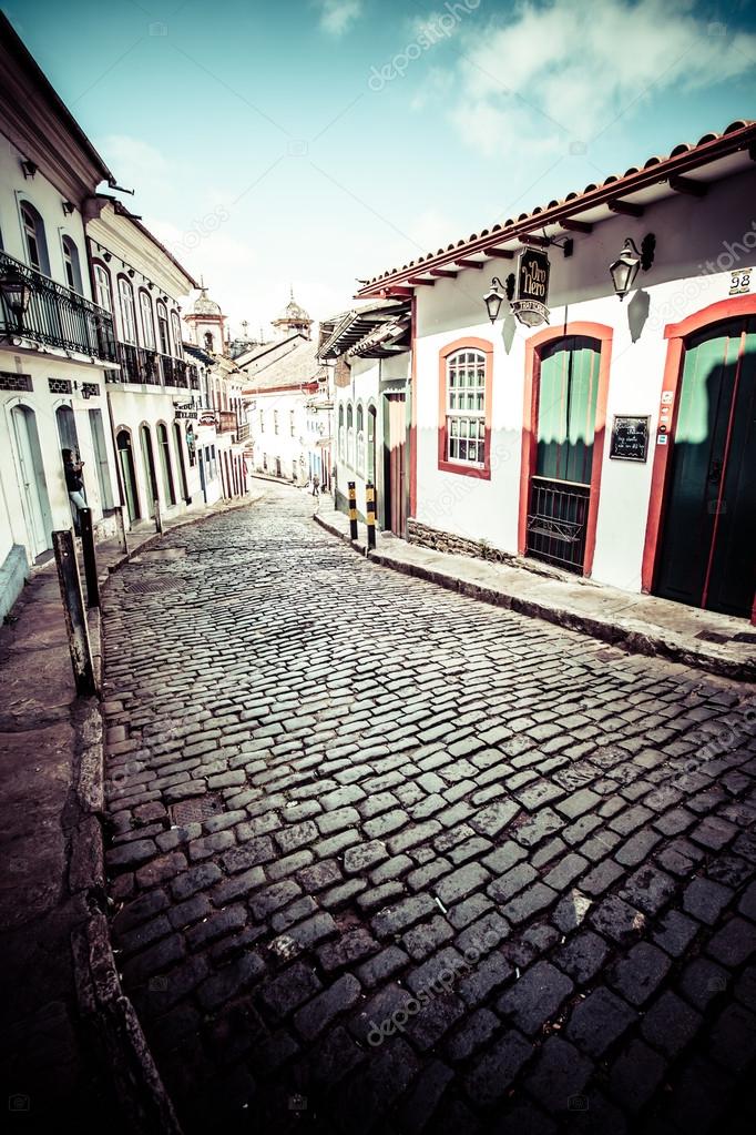 View of the unesco world heritage city of Ouro Preto in Minas Gerais Brazil