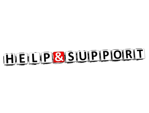 3D Help And Support Button Click Here Block Text — Stock Photo, Image