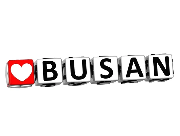 Bouton Busan amour 3D Cliquez ici Bloquer le texte — Photo