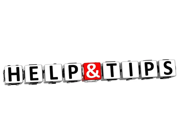 3D Help And Tips Button Click Here Block Text — Stock Photo, Image