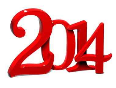 beyaz zemin üzerinde 3D yıl 2014