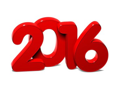 3D Year 2016 on white background