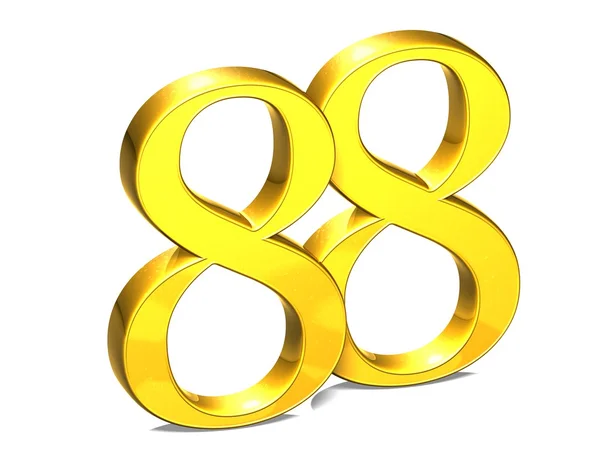 Numero d'oro 3D ottantotto su sfondo bianco — Foto Stock