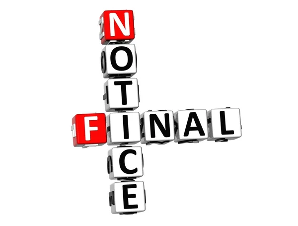 3D Final Notice Crossword — Stock Photo, Image