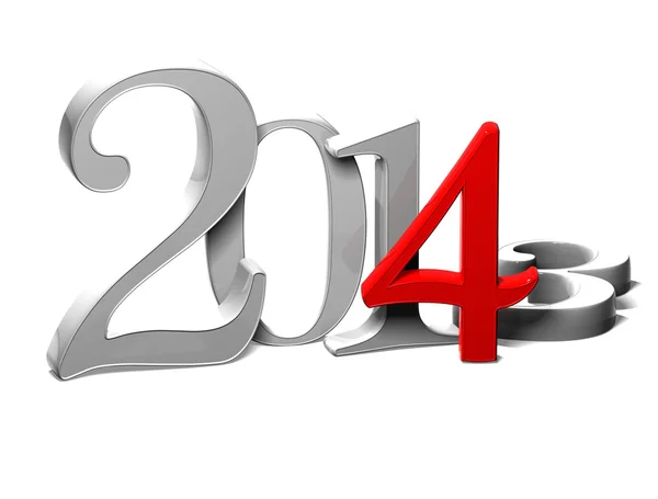 Ano 3D 2014 em fundo branco — Fotografia de Stock