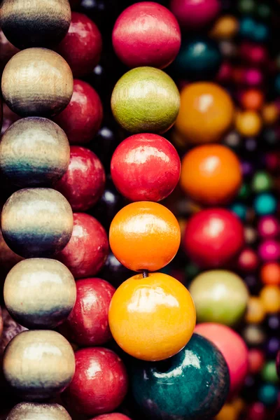 Various of different colorful necklace at local polish market. — Stock Photo, Image
