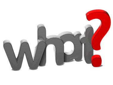 3D Question Word What on white background clipart