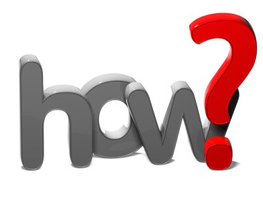 3D Question Word How on white background