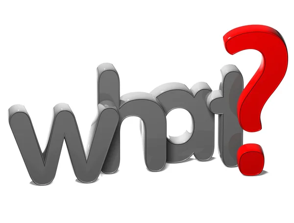 3D Question Word What on white background — Stockfoto