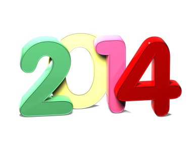 beyaz zemin üzerinde 3D yıl 2014