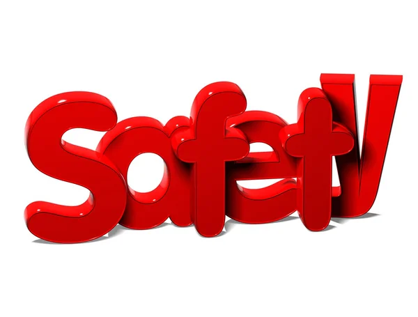 3D Red Word Safety на білому тлі — стокове фото