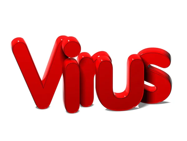 3D röd ordet virus på vit bakgrund — Stockfoto