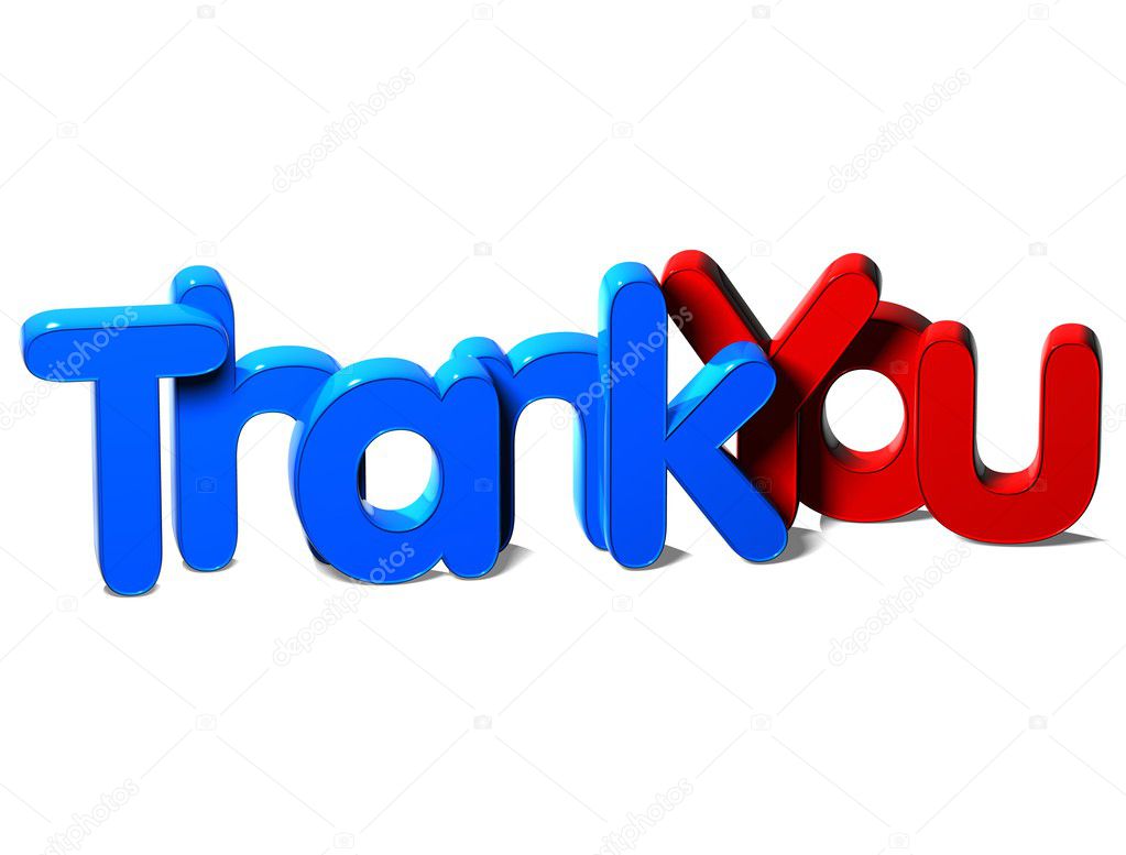 3D Word Thank You on white background
