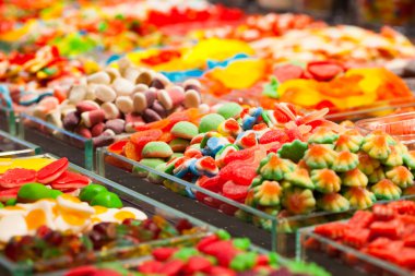 piyasa ahır candys la boqueria Pazar dolu. Barselona. Katalonya.