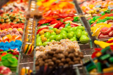 piyasa ahır candys la boqueria Pazar dolu. Barselona. Katalonya.