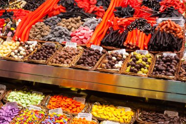 piyasa ahır candys la boqueria Pazar dolu. Barselona. Katalonya.