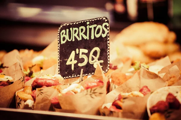 Burrito stall in a indoors market. — Stock Photo, Image
