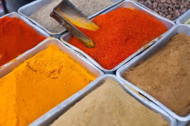 geleneksel baharat pazarında Hindistan.