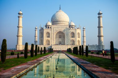 Taj mahal, ünlü tarihi bir anıt, bir anıt aşk, Hindistan, agra, uttar Pradesh büyük beyaz mermer mezar