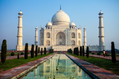 Taj mahal, ünlü tarihi bir anıt, bir anıt aşk, Hindistan, agra, uttar Pradesh büyük beyaz mermer mezar