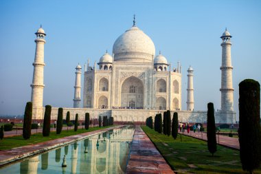 Taj mahal, ünlü tarihi bir anıt, bir anıt aşk, Hindistan, agra, uttar Pradesh büyük beyaz mermer mezar