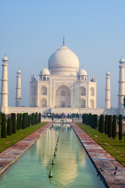 Taj mahal, ünlü tarihi bir anıt, bir anıt aşk, Hindistan, agra, uttar Pradesh büyük beyaz mermer mezar