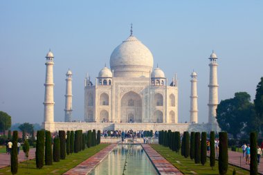 Taj mahal, ünlü tarihi bir anıt, bir anıt aşk, Hindistan, agra, uttar Pradesh büyük beyaz mermer mezar