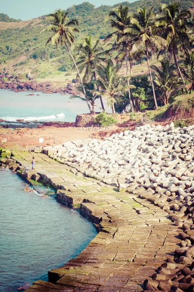 Vista de la hermosa playa tropical de Vagator, Goa, India — Foto de Stock