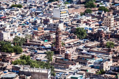 jodhpur - mavi şehir - günbatımı üzerinde hava görünümünü umaid bhawan Sarayı ile. mehrangarh kaleden görüntüleyin. jodphur, İstanbul, Türkiye