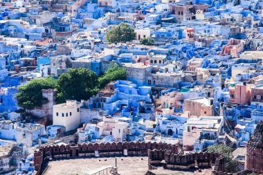 jodhpur, mehrangarh fort, rajasthan, Hindistan mavi şehir manzarası