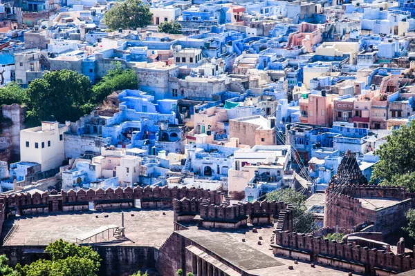 Nézd, Jodhpur, a kék város, a Mehrangarh Fort, Rajasthan, India — Stock Fotó