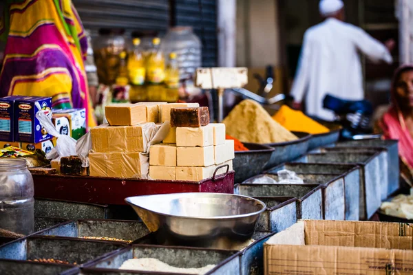 Indian Marketstall venda de ingredientes — Fotografia de Stock