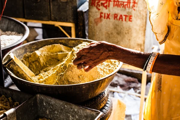 Indian Marketstall venda de ingredientes — Fotografia de Stock