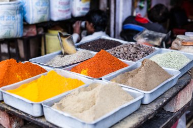 geleneksel baharat pazarında Hindistan.
