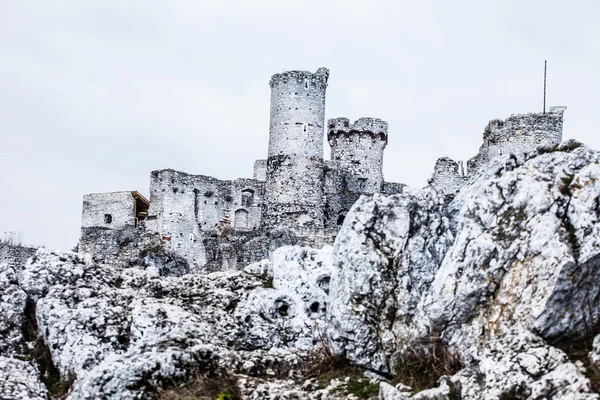 Les ruines du vieux château des fortifications d'Ogrodzieniec, Pologne . — Photo