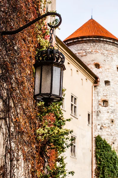 Veduta del castello e del giardino di Pieskowa Skala, edificio medievale vicino a Cracovia, Polonia — Foto Stock