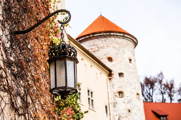 Pohled na hrad pieskowa skala a zahradu, středověké budově poblíž krakow, Polsko — Stock fotografie