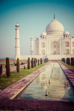 Taj mahal, ünlü tarihi bir anıt, bir anıt aşk, Hindistan, agra, uttar Pradesh büyük beyaz mermer mezar