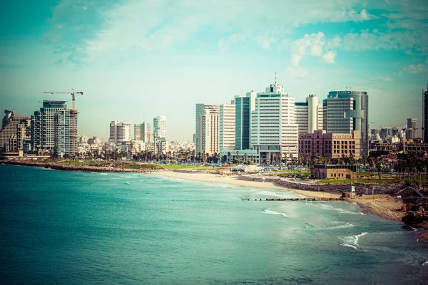 Tel-Aviv tengerparti panoráma.Jaffa Izrael. — Stock Fotó