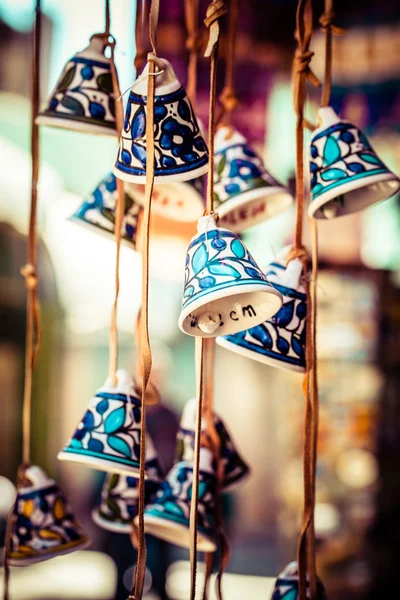 Ceramic bells as souvenir from Jerusalem, Israel. — Stock Photo, Image