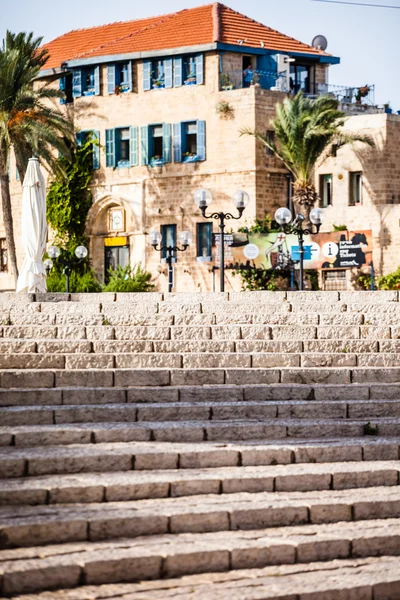 Σπίτι με φοίνικες στην πόλη jaffa, ένα νότιο παλαιότερο τμήμα του Τελ Αβίβ – jaffa — Φωτογραφία Αρχείου