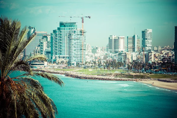 Tel-Aviv panorama plaży.Jaffa. Izrael. — Zdjęcie stockowe