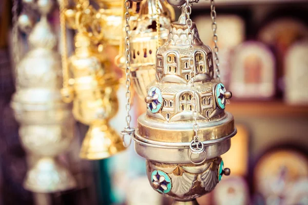 在耶路撒冷旧城的宗教纪念品店 — 图库照片