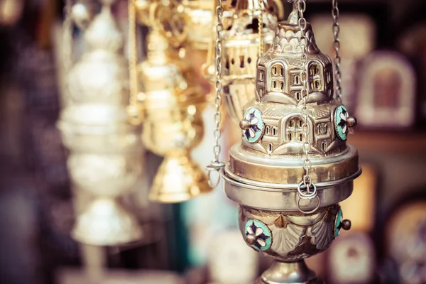 Boutique de souvenirs religieux dans la vieille ville de Jérusalem — Photo