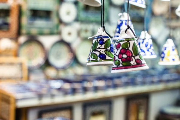 Ceramic bells as souvenir from Jerusalem, Israel. — Stock Photo, Image