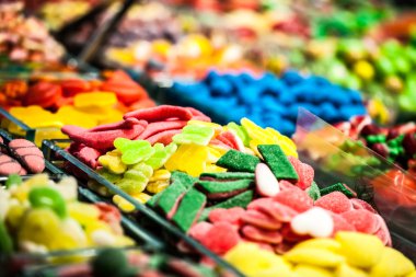 piyasa ahır candys la boqueria Pazar dolu. Barselona. Katalonya.