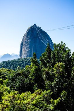 Brezilya, rio de janeiro, şeker dağı - pao de acucar ve arka planda Körfezi ve Atlantik Okyanusu ile teleferik somun.