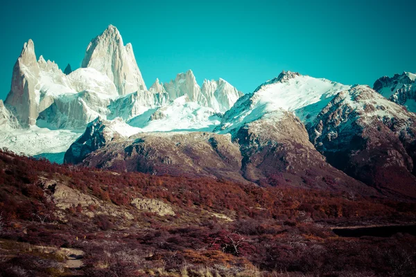 Bela paisagem natural com Mt. Fitz Roy como visto no Parque Nacional Los Glaciares, Patagônia, Argentina — Fotografia de Stock