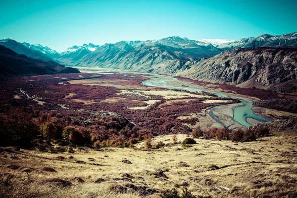 Bela paisagem natural com Mt. Fitz Roy como visto no Parque Nacional Los Glaciares, Patagônia, Argentina — Fotografia de Stock